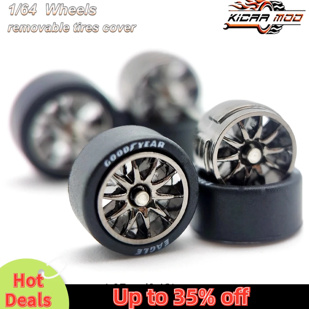 1/64 Wheels with Rubber Tires CE28 Refitting Parts for Diecast Model Car Hot Wheels Matchbox Tomica D:11mm 1 Set