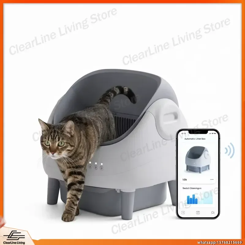 

Bestselling Automatic Self Cleaning Cat Litter Box with Dual Safety Sensors App Control Quiet Operation Odor Control Off