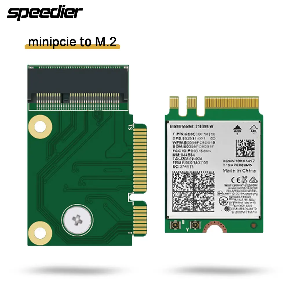 

Half Height Mini PCIe To M.2 Nic Adapter Card Notebook AX200 Upgrade Y510p Replace M2 MPCIe Network Cards Left Right Angled