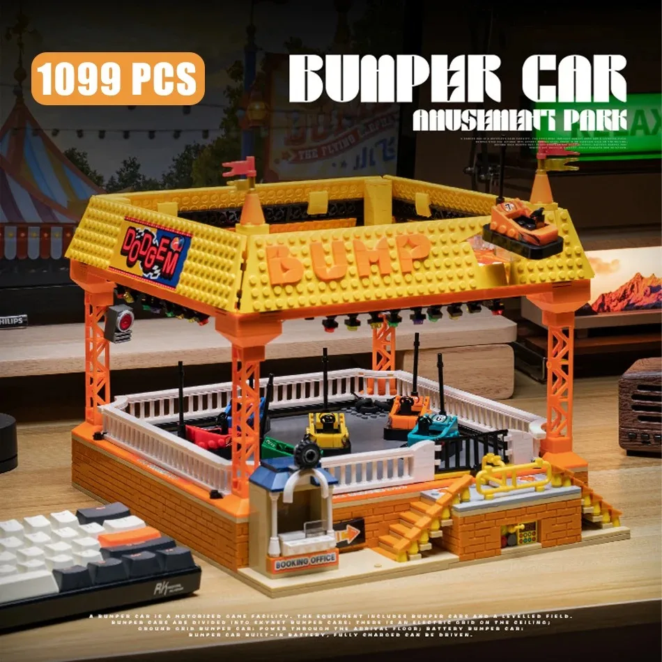 

1099PCS Children’s Amusement Park Bumper Car Building Blocks MOC City Street View Model Brick Puzzle Toys Gift for Kids Adult