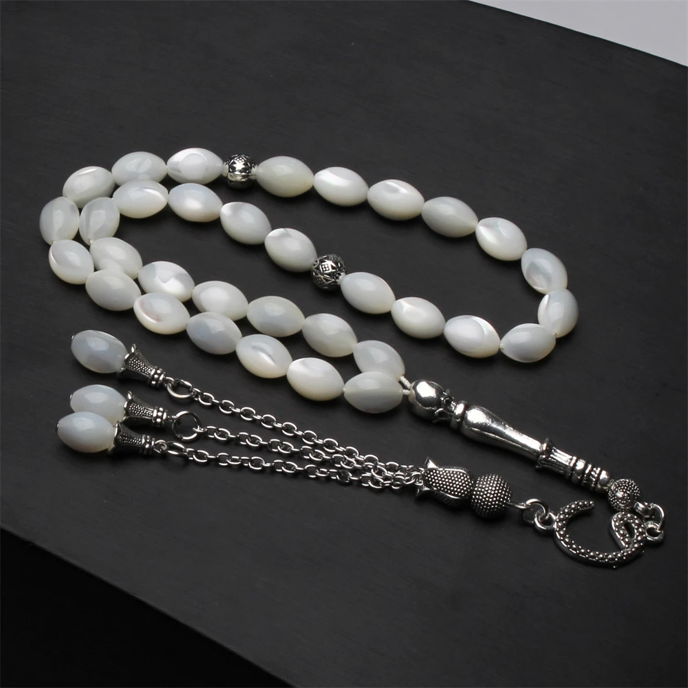 

Natural white shell misbaha factory wholesale Muslim Bracelet 33 Islamic Prayer Beads Tasbih Rosary Tesbih islamic tasbeeh sibha