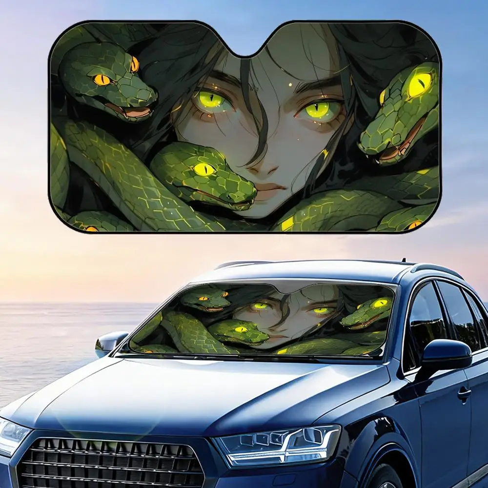 

Leaves covering girl Sun Visor Foldable Car Windshield Sun Shade UV Protection Reflective Heat Insulation Reusable Cover
