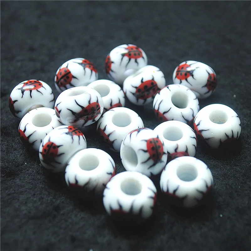 

10PCS Hot Women Bracelets Making Beads 10X15MM BIG HOLE 5MM Inner With Beatles Bug Hot Selling