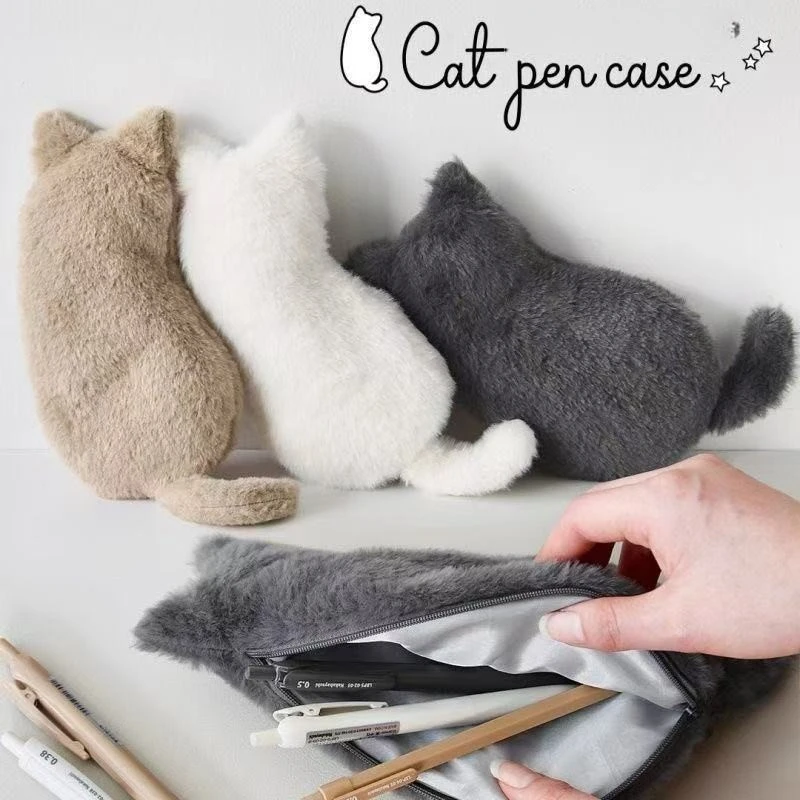 

1pcs Cat-Shaped Pencil Case Soft to the touch Adorably cute and lightweight Generous capacity for organizing stationery