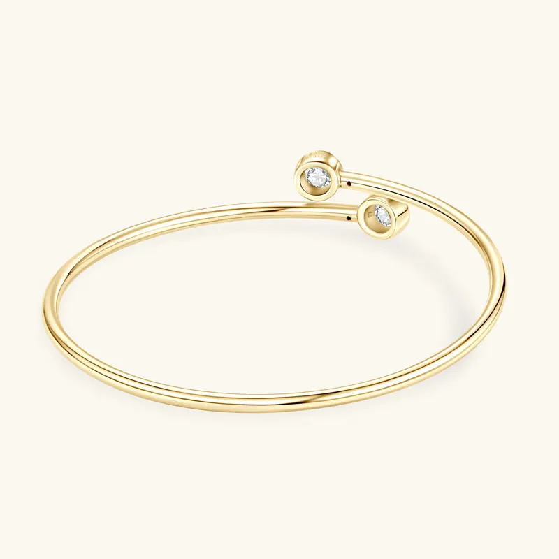 IOGOU Two-stone Moissanite Diamond Cuff Bracelet 5mm 0.5ct D Color 925 Silver Original Trend Engagement Luxury Jewelry for Women