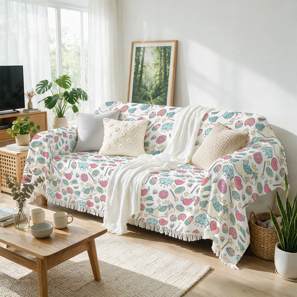 Floral Pattern Throw Blanket for Sofa Couch Decorative Living Room Throw Cover Spring Summer Nap Blanket Cushion Accent Decor