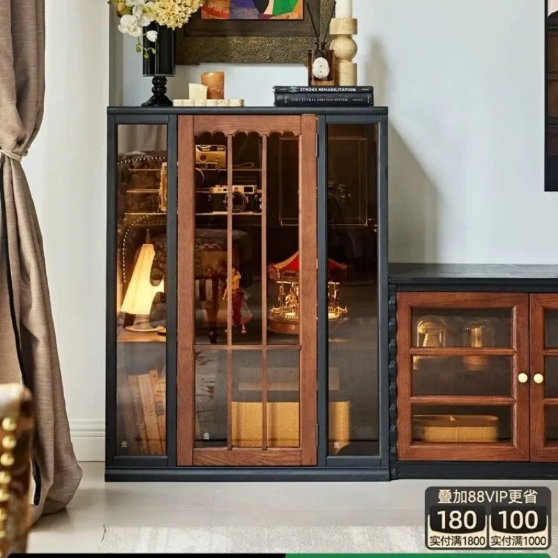 Retro solid wood TV side cabinet encounter collection cabinet