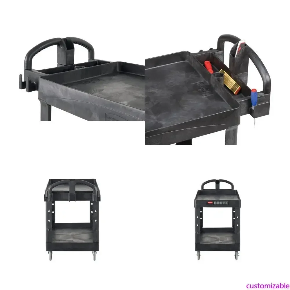 

Hot-sellingRubbermaid Medium Utility Cart with 2 Shelves, Black, Lipped Shelves, Ergonomic Handle, 500 lbs Capacity