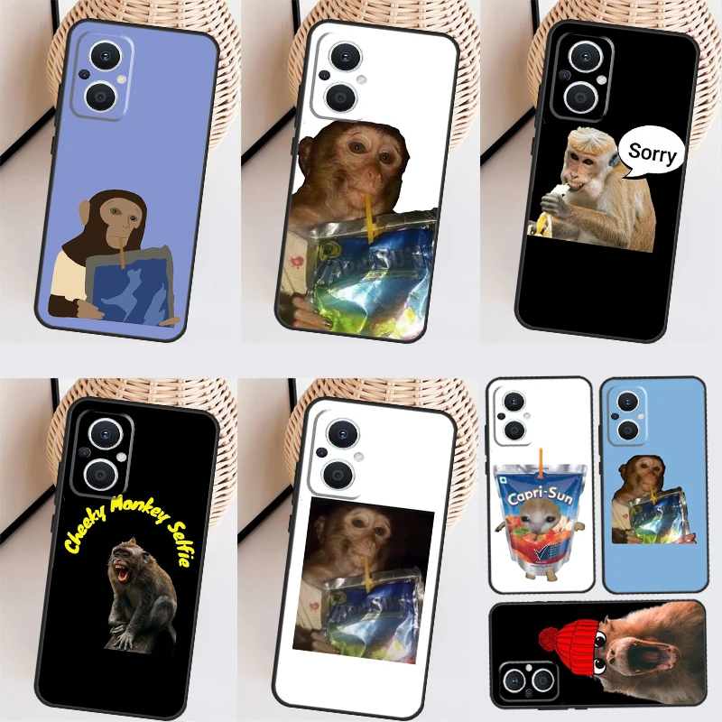 Monkey Sipping  Capri Meme Case For OPPO Reno 4Z 5Z 2Z 8T 4 5 6 7 8 Lite 10 OPPO Find X2 Lite X3 Neo X5 X6 Pro Cover