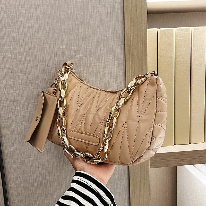 

Candy color women's bag fashion trend rhombus embroidery thread chain shoulder armpit bag