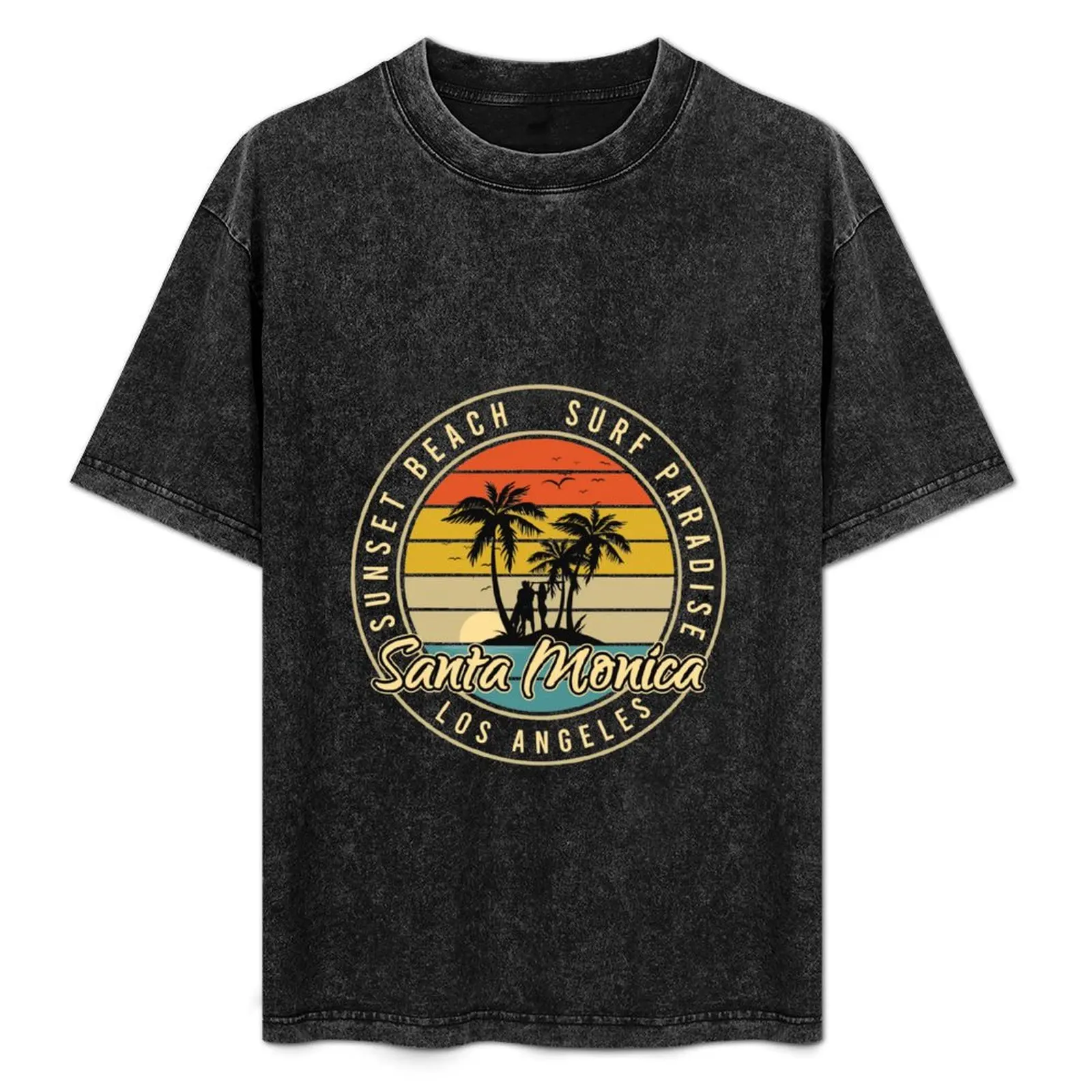 Santa Monica | Los Angeles | Sunset beach T-Shirt blue archive oversized graphic tee quick-drying Men's t-shirts