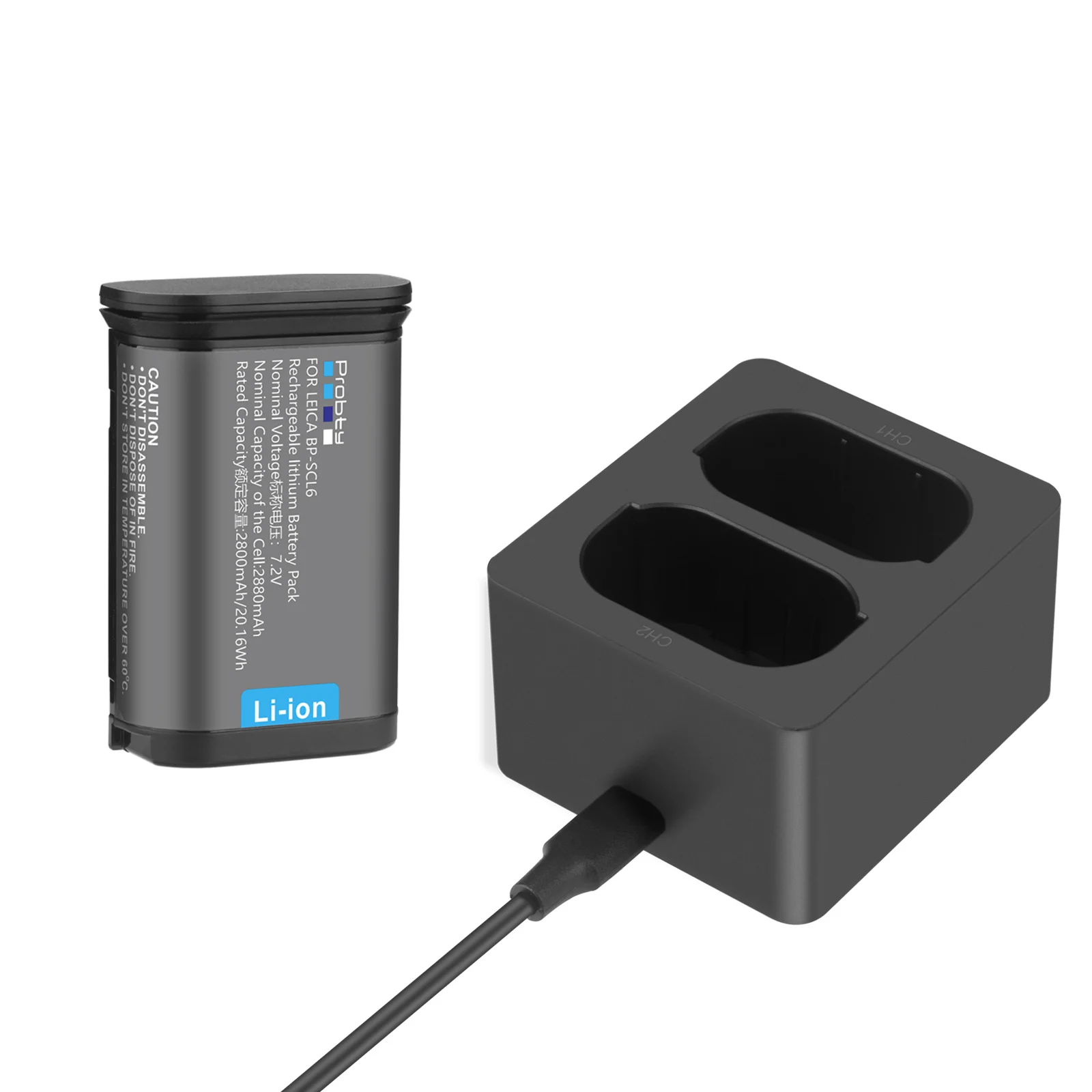 2880mAh BP-SCL6 Battery+LED Dual Slot Charger For Leica Q2 SL2 SL2