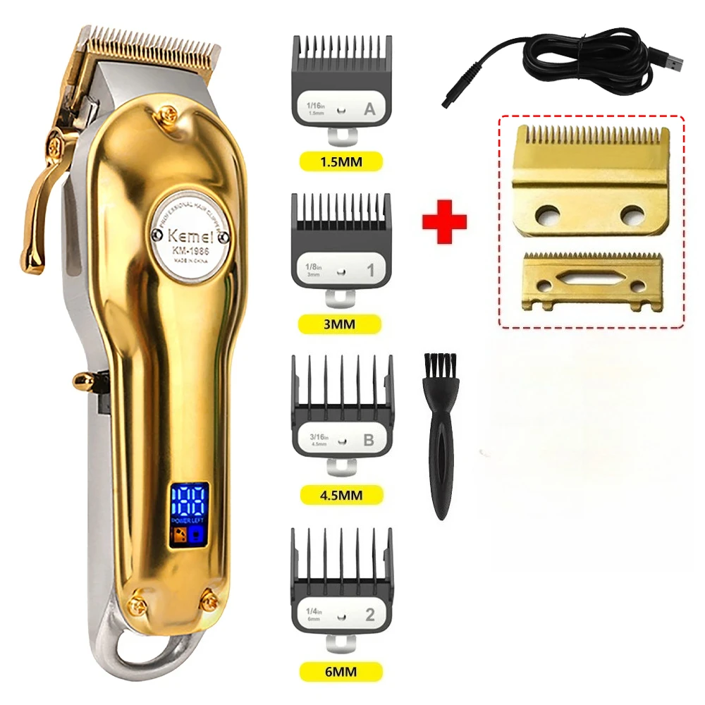 Kemei Hair Clipper for Men Trimmer Professional Hair Clipper Electric Razor Rechargeable Hair Cutting Machine KM-1986 Clippers