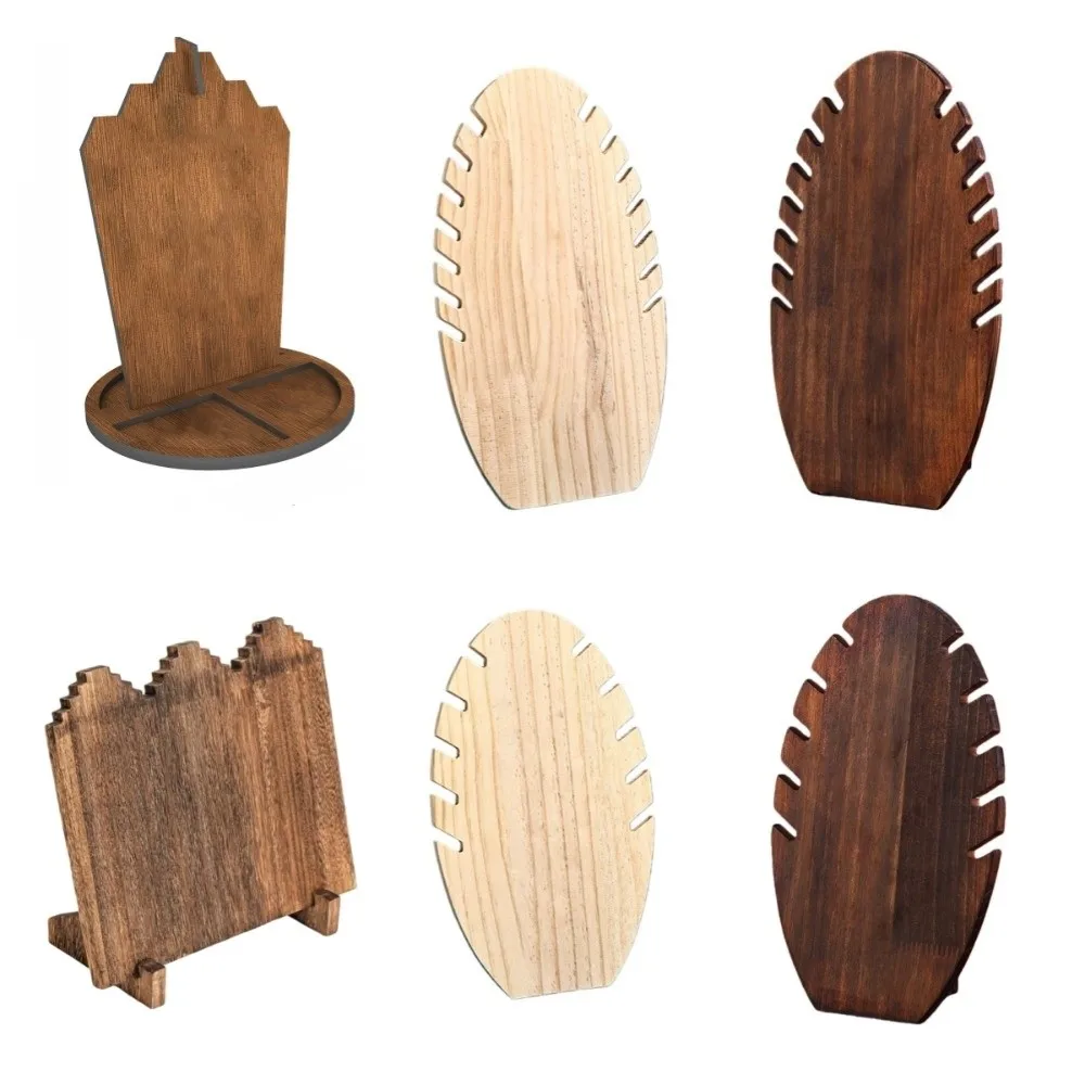 خشبية لهب شكل قلادة عرض مجلس قلادة مجوهرات مستقرة المنظم الرف خمر قلادة بسيطة عرض موقف #5