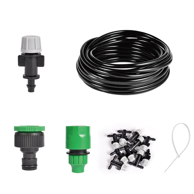 

Home Garden Patio Misting Mini Flow Drip Irrigation Misting Cooling System With Mist Nozzle Sprinkler For Plant Flower