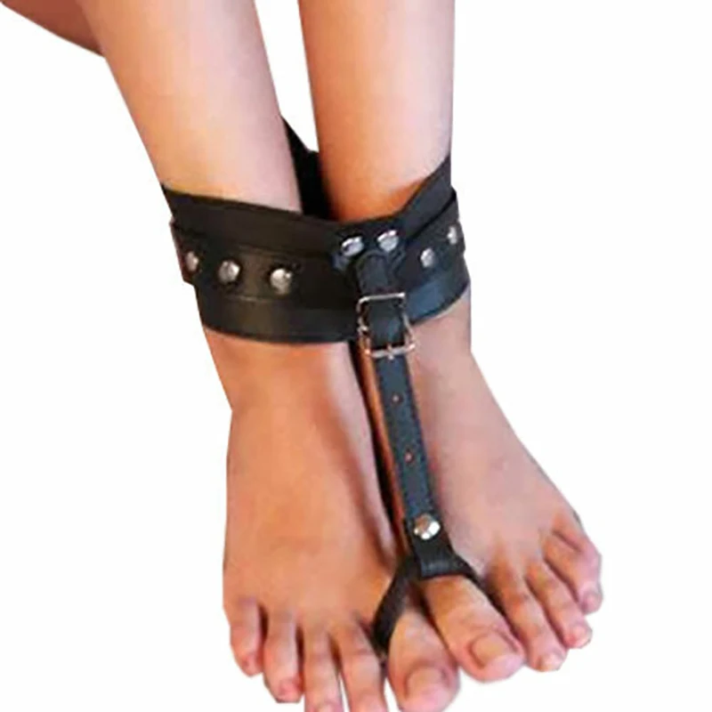 PU Leather Hand Wrist to Thumbs Cuffs Bondage Belts Cosplay BDSM Ankle Wrist Adjustable Strap with Toes Restraints Sex Toys