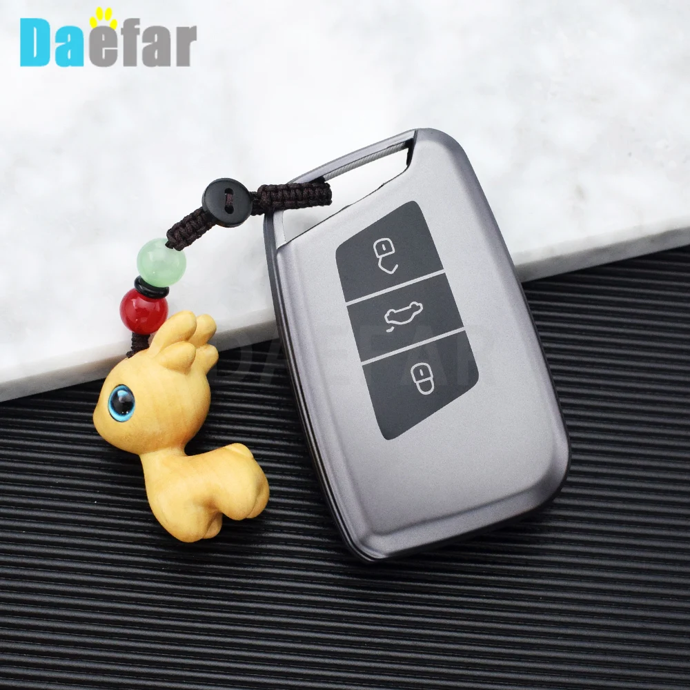 

3 Button Titanium Gray Remote Car Key Case Cover for VW PASSAT B8 Skoda Kodiaq Superb A7 Car Keyless Fob Shell Holder Protector