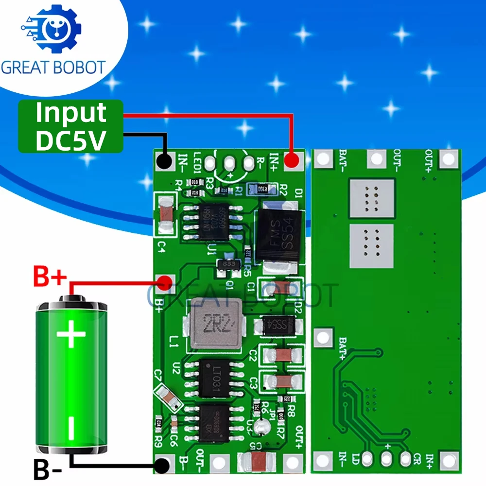1~10PCS 5V 2A UPS Uninterruptible Power Supply Module 12v Polymer 15w Lithium Battery Reverse Connection Protection Route