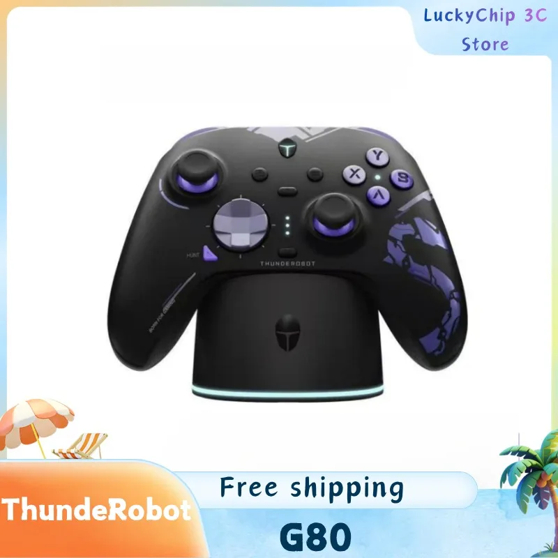 New ThundeRobot G80 Ultimate Gamepad Wired/2.4G/Bluetooth Tri-Mode For NS Quad Motor Hall Joystick Custom Gaming Controller