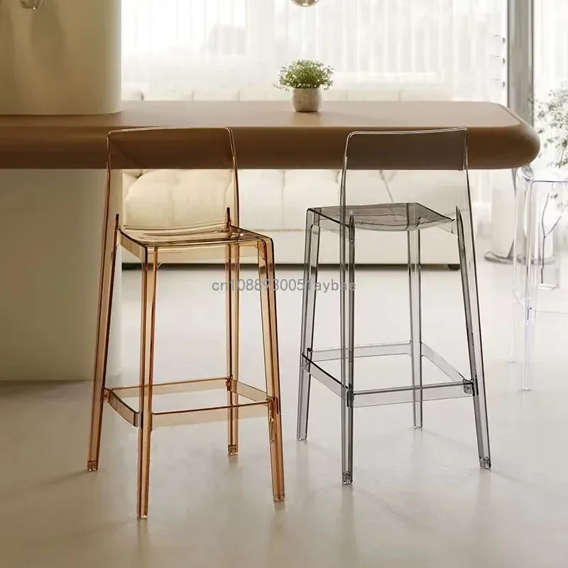 Light Luxury Bar Stool Transparent Acrylic High Stool Creative Cafe Bar Stool Home Living Room Furniture Simple High Chair