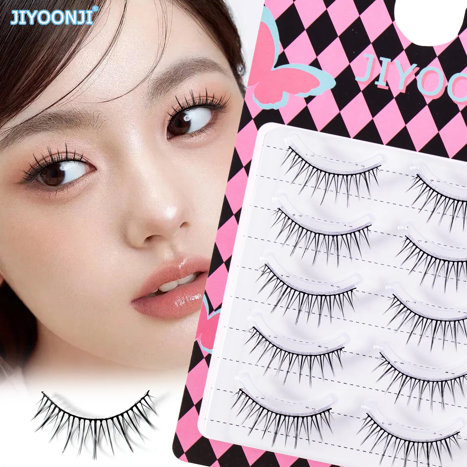 5 pairs of natural false eyelashes, Korean girl group style, idol lashes, natural makeup look, 4-14mm, distinct and delicate, one-piece lashes, beginner-friendly