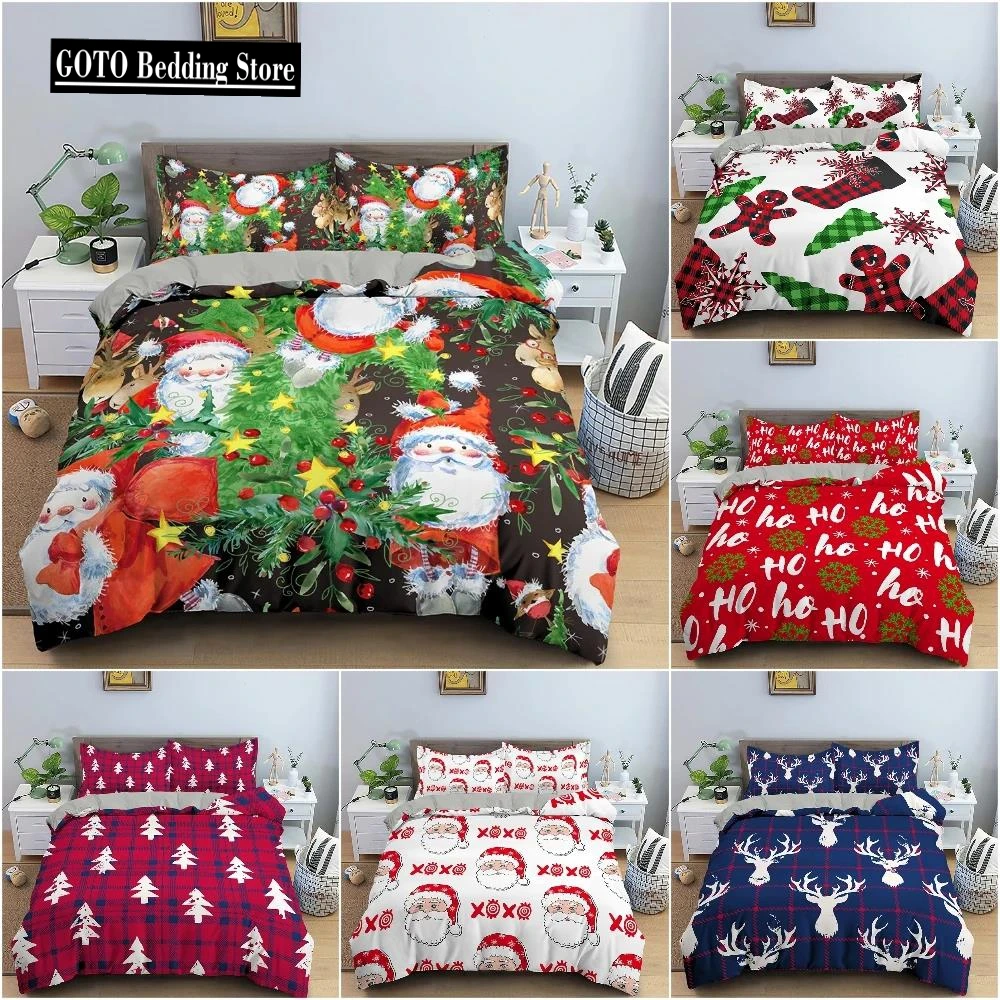 Christmas Decoration Bedding Set Luxury Soft Duvet Cover Set 3D Christmas Printed Quilt Cover King Queen Twin Size Home Textile