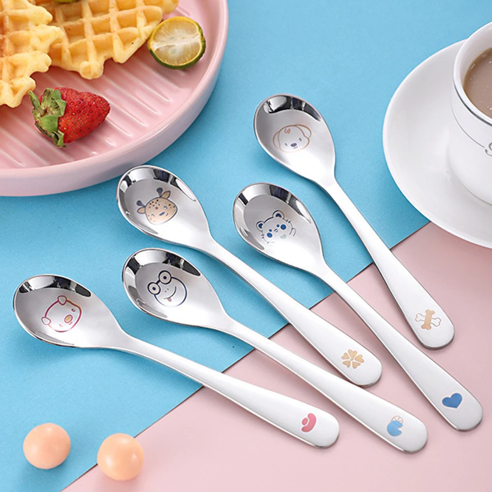 Baby Feeding Spoon Perfect For Self-feeding 304 Stainless Steel Multi-function High Demand Baby Meal Accessories Fun Spoon