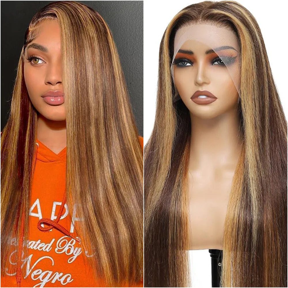 

30-40 дюймовые парики из натуральных волос с прямой текстурой, плотность 220, с мелированием, медово-русые, 13x6, 13x4, HD прозрачные кружевные фронтальные парики для женщин