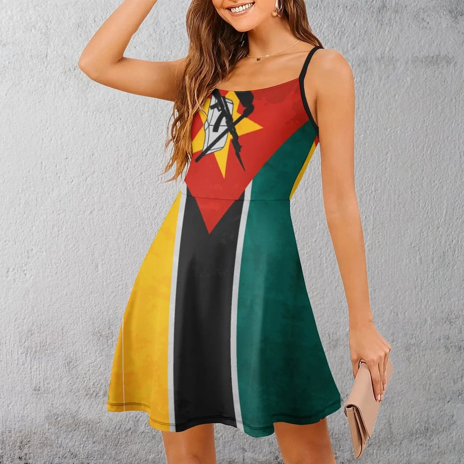 

Мозамбик Мозамбиканский флаг, национальный флаг Мозамбика, женское платье на бретельках, милое экзотическое женское платье, крутые клубные платья на бретелях