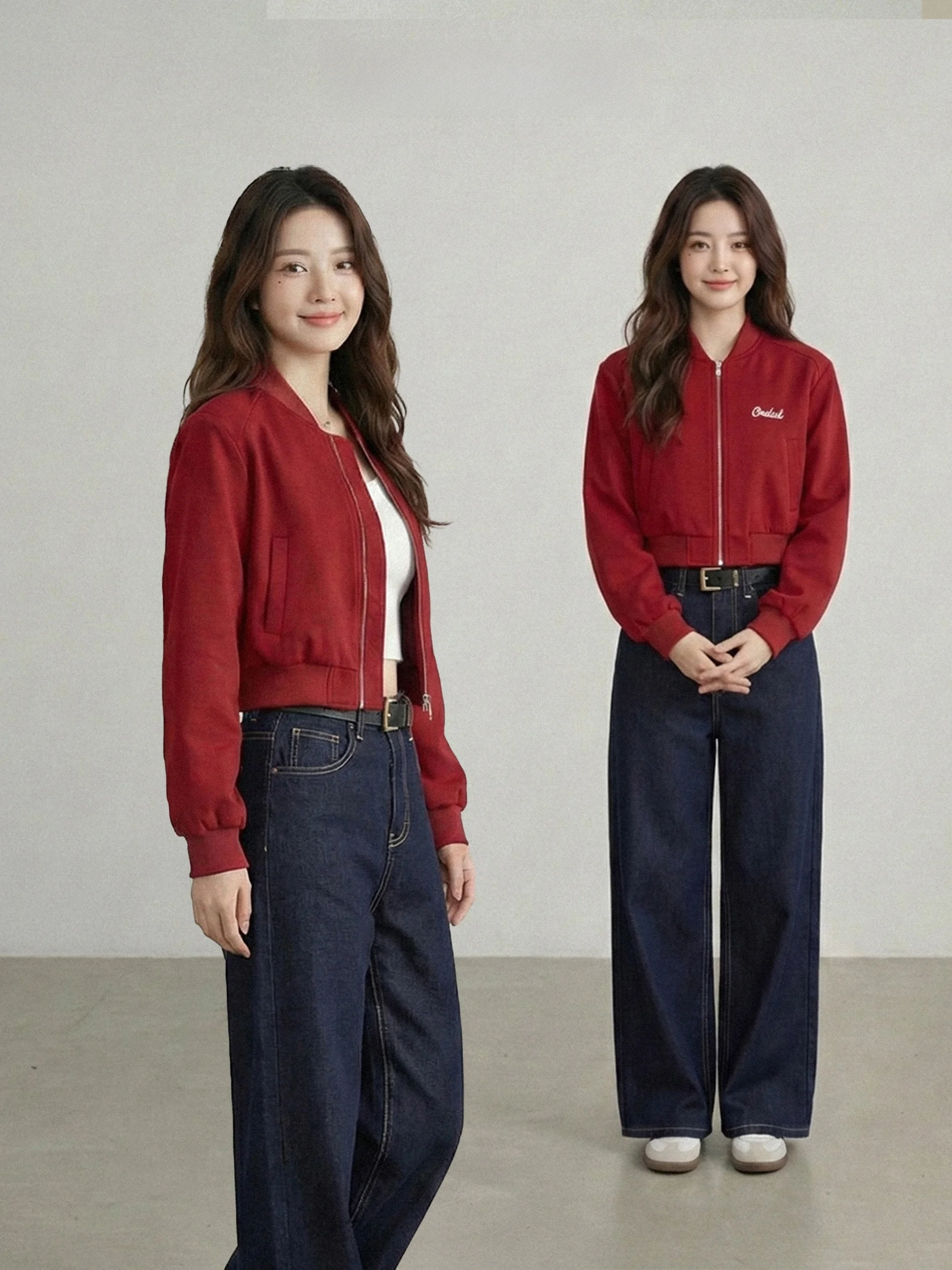 

Ранняя весна 2026: Модный корейский красный вязаный кардиган с длинными рукавами и круглым вырезом, теплый, мягкий, средней толщины.