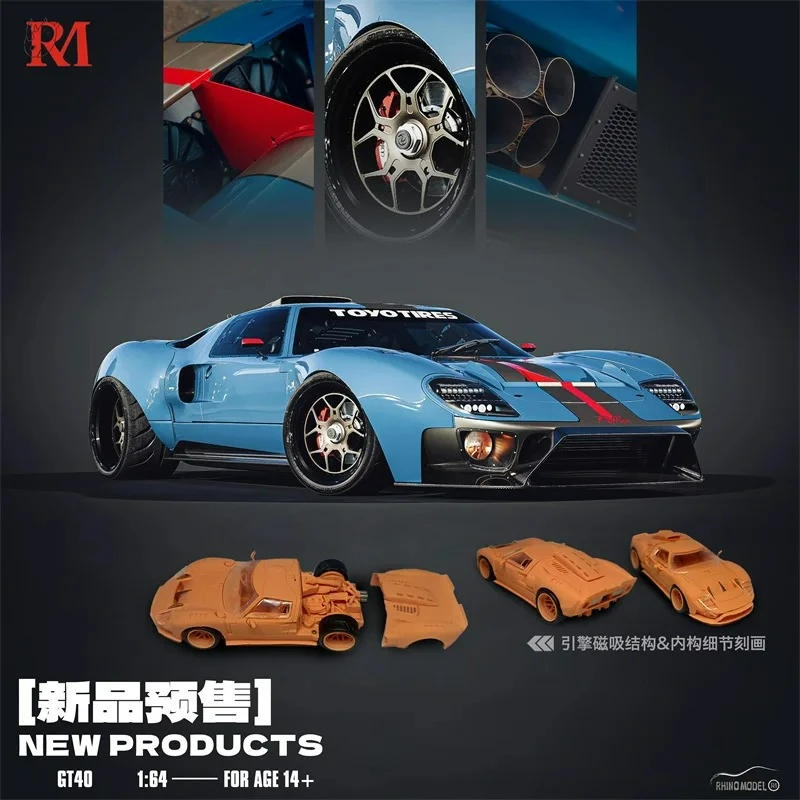 

Модель Rhino RM 1:64 GT40 Blue Limited999 Литая под давлением модель автомобиля