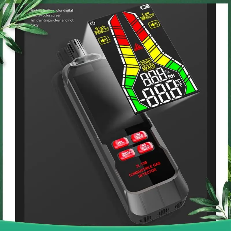 (NEW) Handheld Combustible Gases Leak Detector Natural Gases Leakage Concentration Analyzer Meter Sound Light Durable ZL72B Char