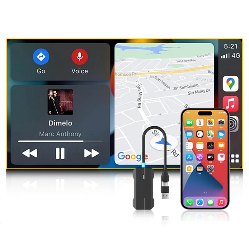 محول Carplay اللاسلكي يحول السلكي إلى Carplay Dongle Plug Play محول لاسلكي Connect لهاتف Iphone-Y47A