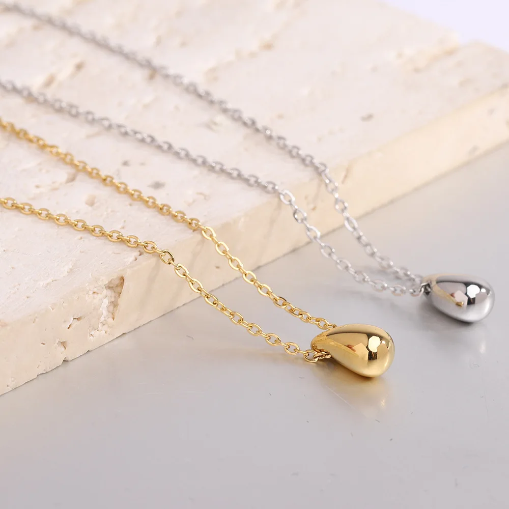 Kkjoy Fashion Minimalist Waterdrop Pendant Necklace For Women Gold Color Tear Drop Birthday Jewelry Party Gifts For Friend