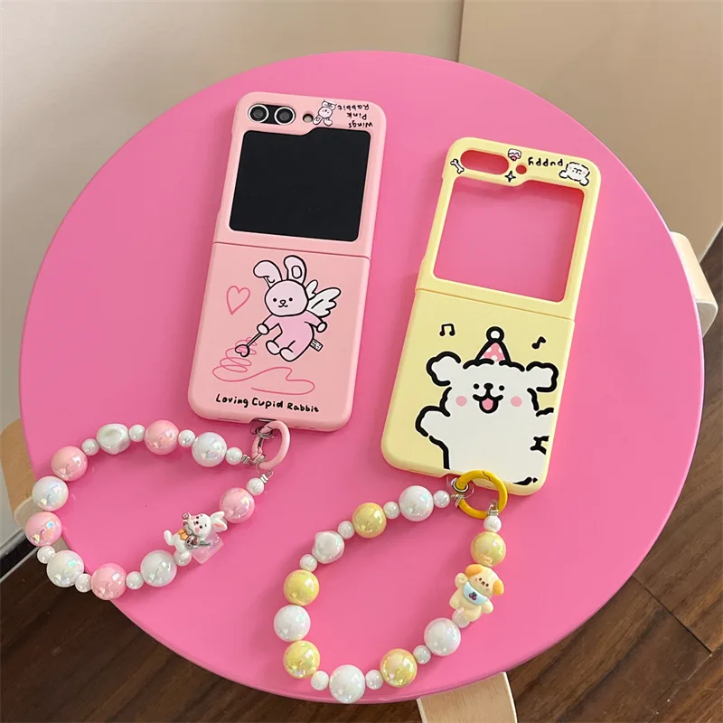 

Cute Cartoon Rabbit Puppy Phone Case for Samsung Galaxy ZFlip3 ZFlip4 ZFlip5 ZFlip6 Hard PC Back Cover for ZFlip6 Case Shell