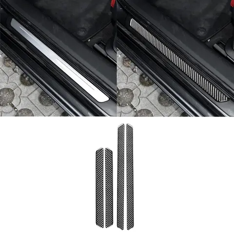 도어 씰 임계 값 바 장식 트림 커버 데칼 탄소 섬유 자동차 인테리어 액세서리 Audi A6 C8 A7 2019 2020 2021 2022