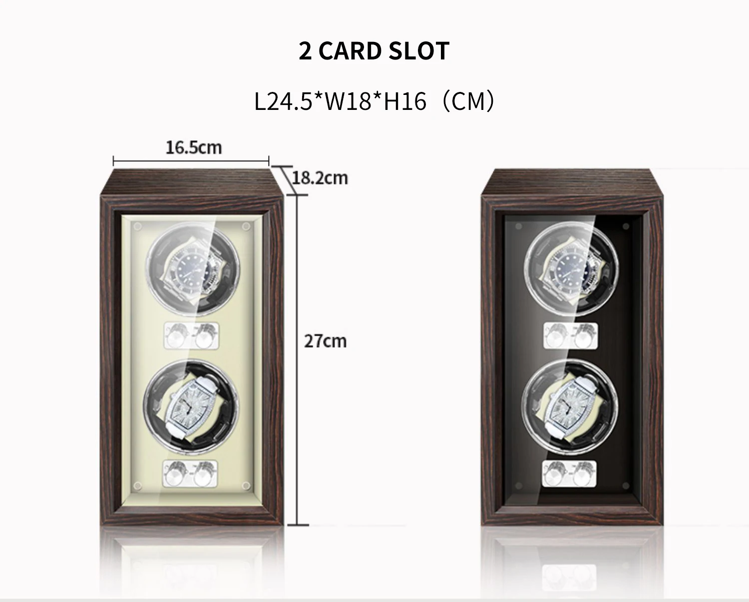 IBBETON Luxus-Uhrenbeweger aus Holz, High-End, 2 4, 6 Fächer, automatische Uhrenbox mit Mabuchi-Stummschaltungsmotor, Uhrenschrank, Uhrenaufbewahrung – Detail 9