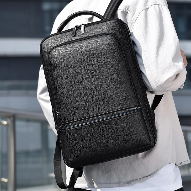 

Кожаная деловая сумка-портфель для мужчин, 6-дюймовая сумка для ноутбука, дорожная сумка с двойным плечевым ремнем, уличный стиль, водонепроницаемая