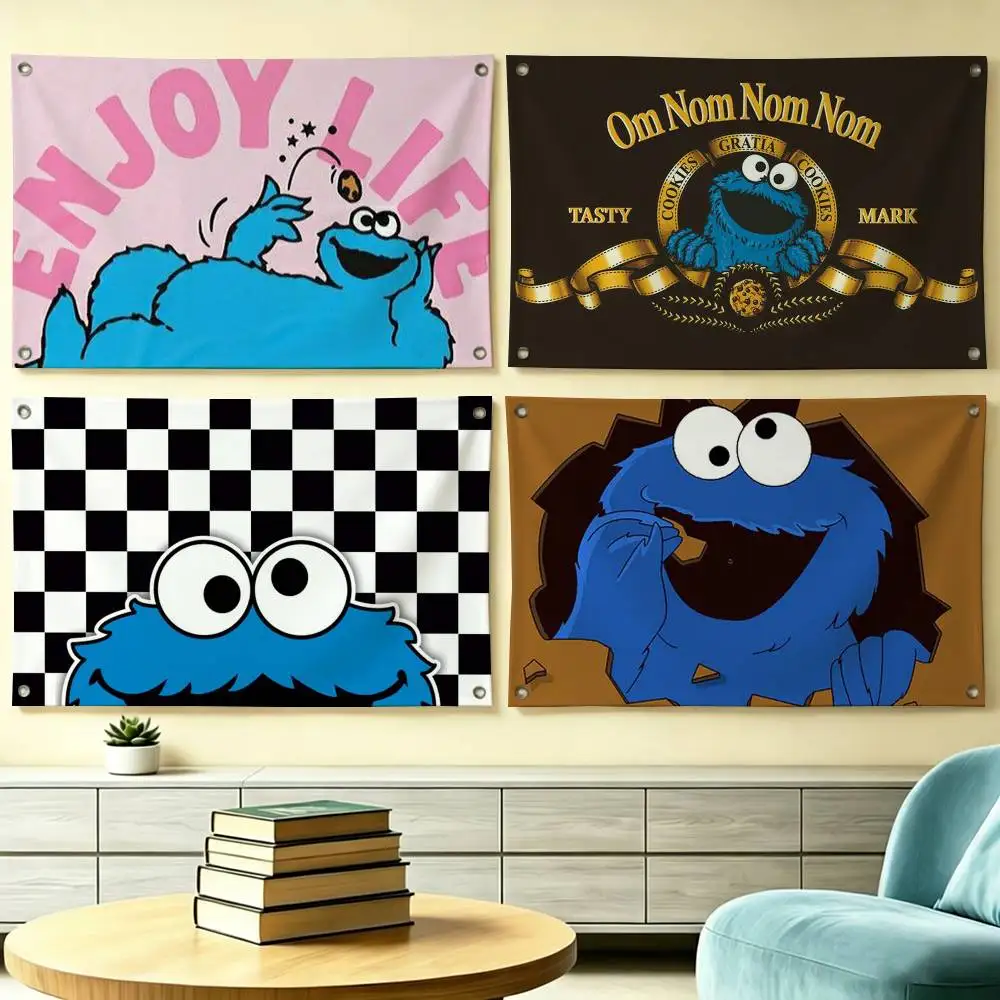 The Cute Cookie M-Monster Flags for Bedrooms Home Decor Items Outdoor Decors Garage Decoration Flaga