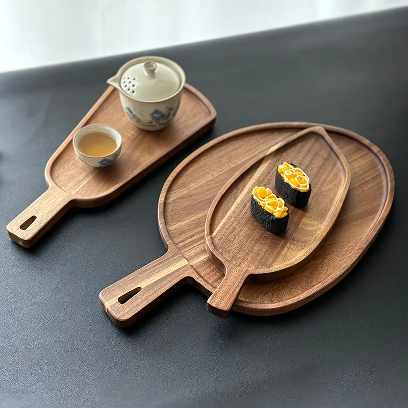 

Acacia Wood Tea Tray, Home - use Wooden Steak, Sushi, Grilled Meat and Bread Plate, Solid Wood Tray for Table Setting