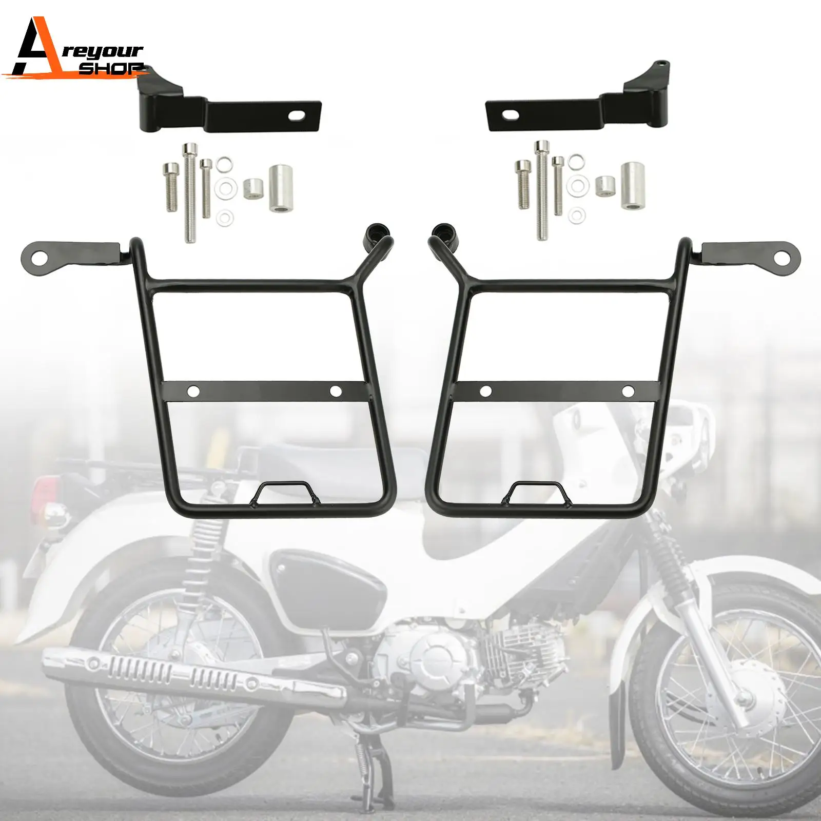 Areyourshop Side Saddle Bag Mounting Bracket Black Fit For Honda CROSS CUB SUPER CUB Right