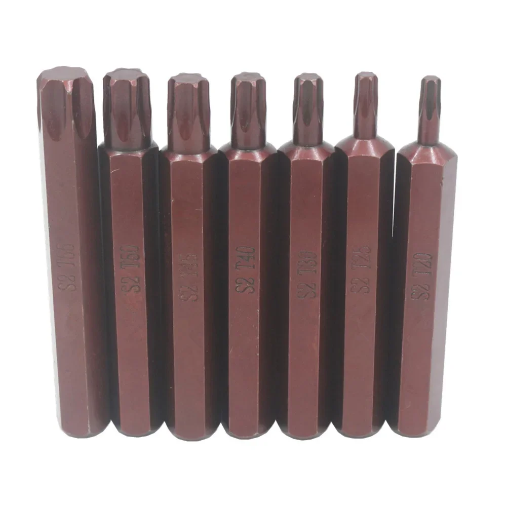 1pc torx estrela chave de fenda bits 30mm/ 75mm hex haste t20/t25/t30/t40/t45/t50/t55 liga de aço magnético torx chave de fenda bit