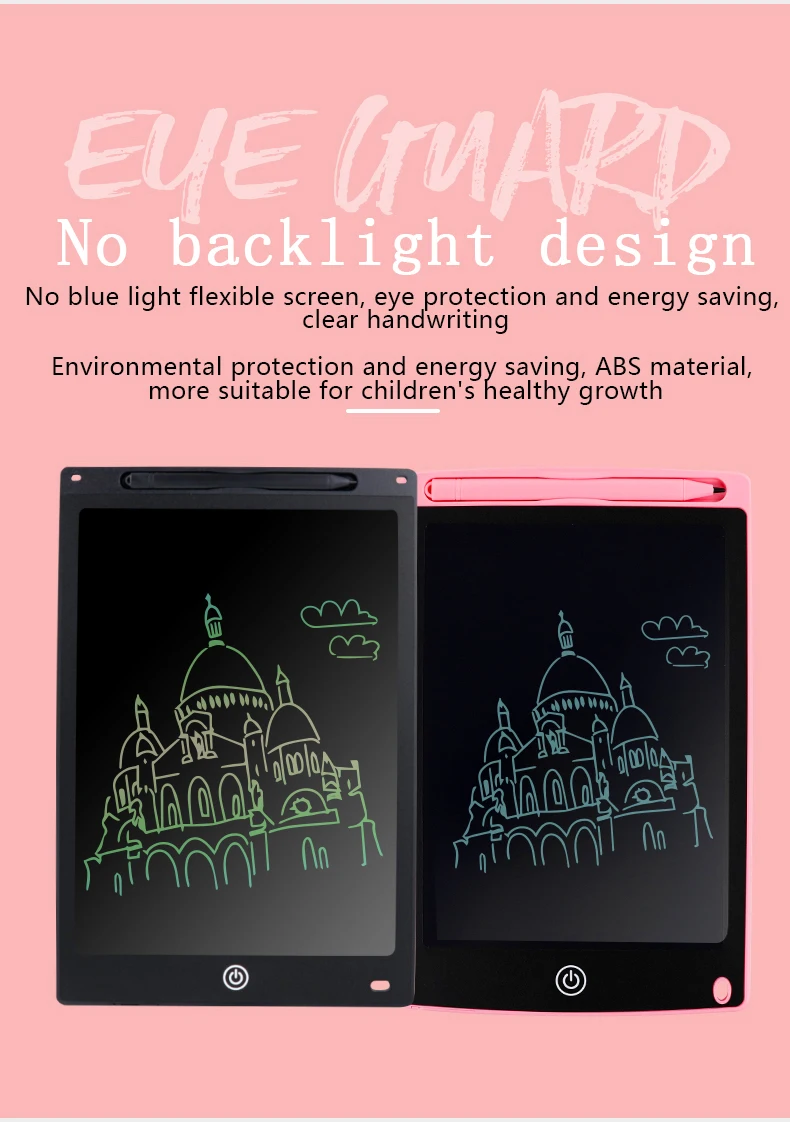 Tablet de escrita LCD para crianças, brinquedos infantis, ferramenta de pintura, desenho eletrônico, prancheta fina, presente educacional para menino, 10 polegadas, 12 polegadas