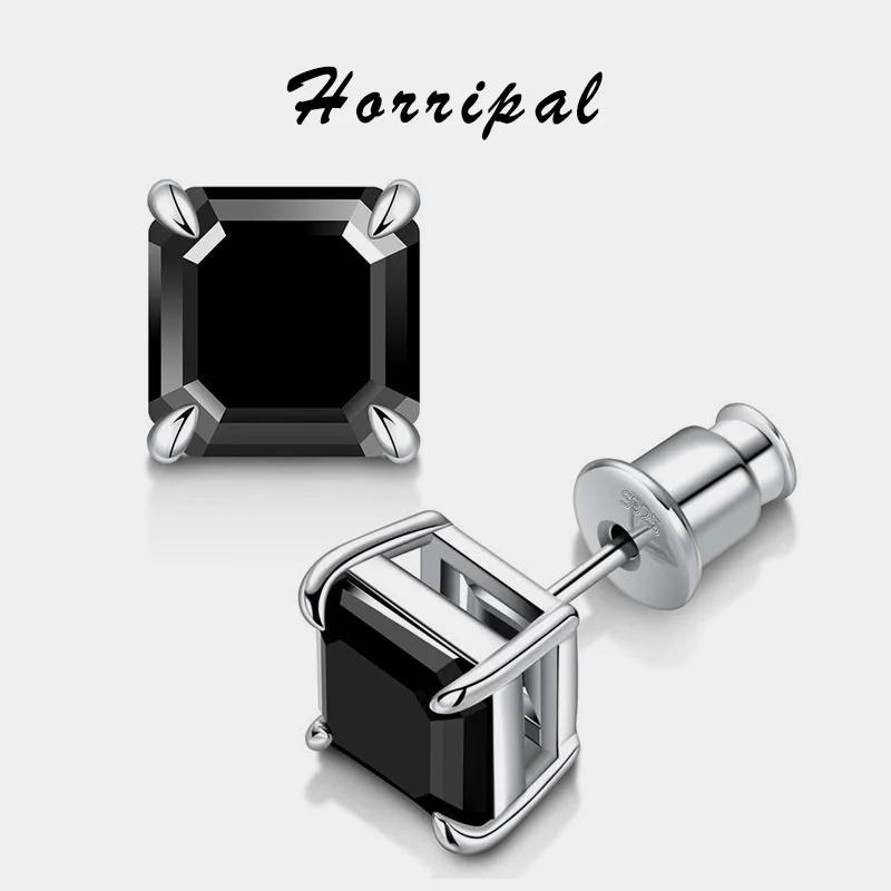 

Square Black Moissanite Stud Earrings for Women D VVS1 S925 Sterling Silver Plated 18K White Gold Earring with GRA Certificate