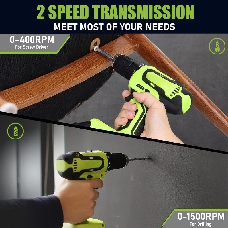 232-Piece 20V Cordless Lithium-Ion Drill Driver & Home Tool Set, Household Repairing Tools Kit with Drill, 12-Inch Wide