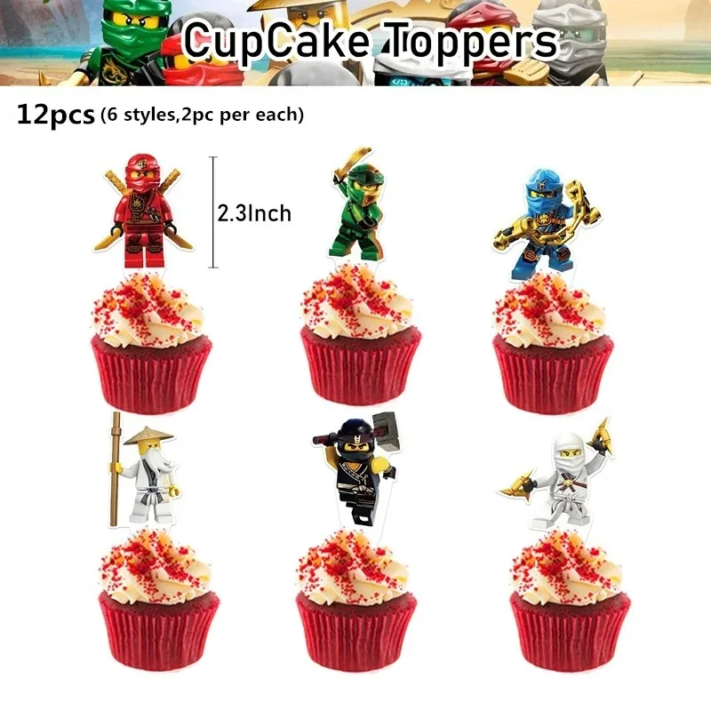 12 Stück/Set Ninja Cupcake Topper Kuchenverzierungen für Kindergeburtstag, Partydekoration, Gastgeschenke, Dekorationen – Detail 3
