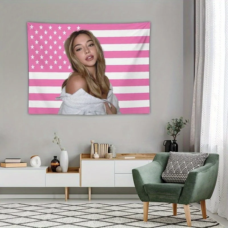 Madelyn Star Cline Pink American Flag Tapestry - Polyester Patriotic Decor for Dorm, Wedding, Birthday & Graduation Party