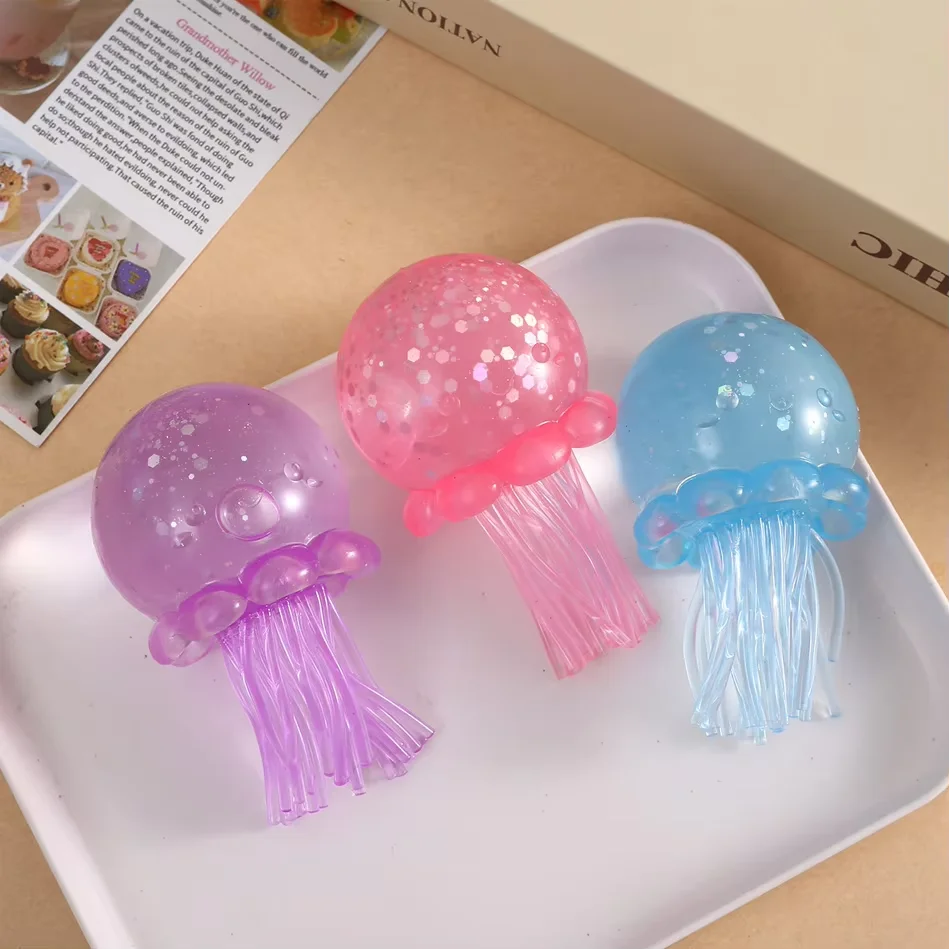 Trending Jellyfish & Cube Squish Toy, Soft Jelly Squeeze Stress Relief Fidget Toy, Sensory for  Adults