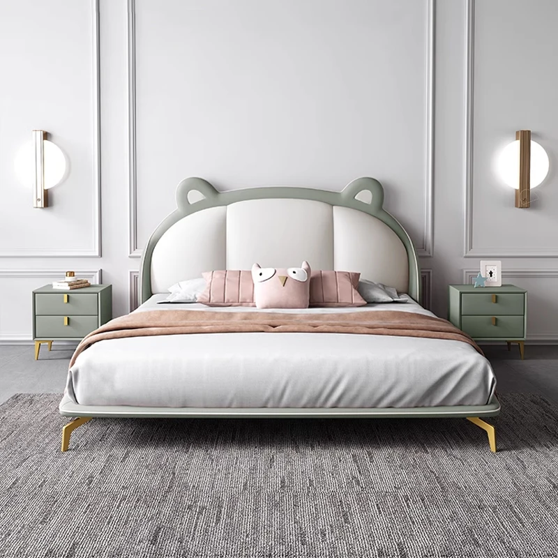 Modern children's bed bedroom furniture cute cartoon padded girls' bed children's bed