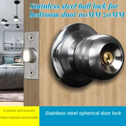 Ball Lock Indoor Bedroom Door Ball Lock Stainless Steel Universal Wooden Door Lock Round Lock Cylinder Toilet Lock 3-pcs Keys